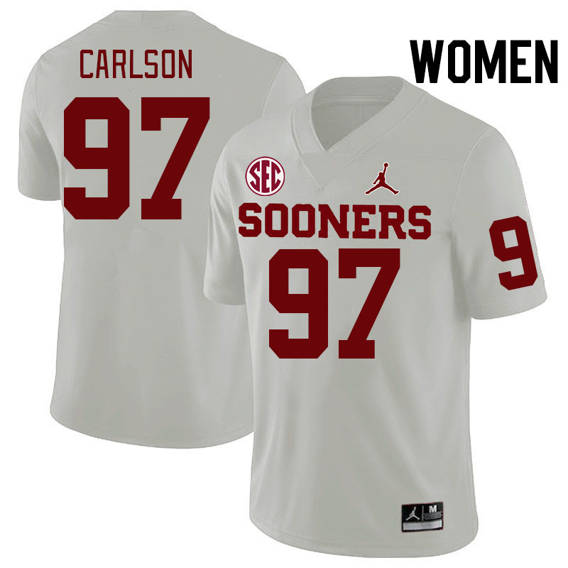 Women #97 Kyle Carlson Oklahoma Sooners 2024 SEC Conference College Football Jerseys-White